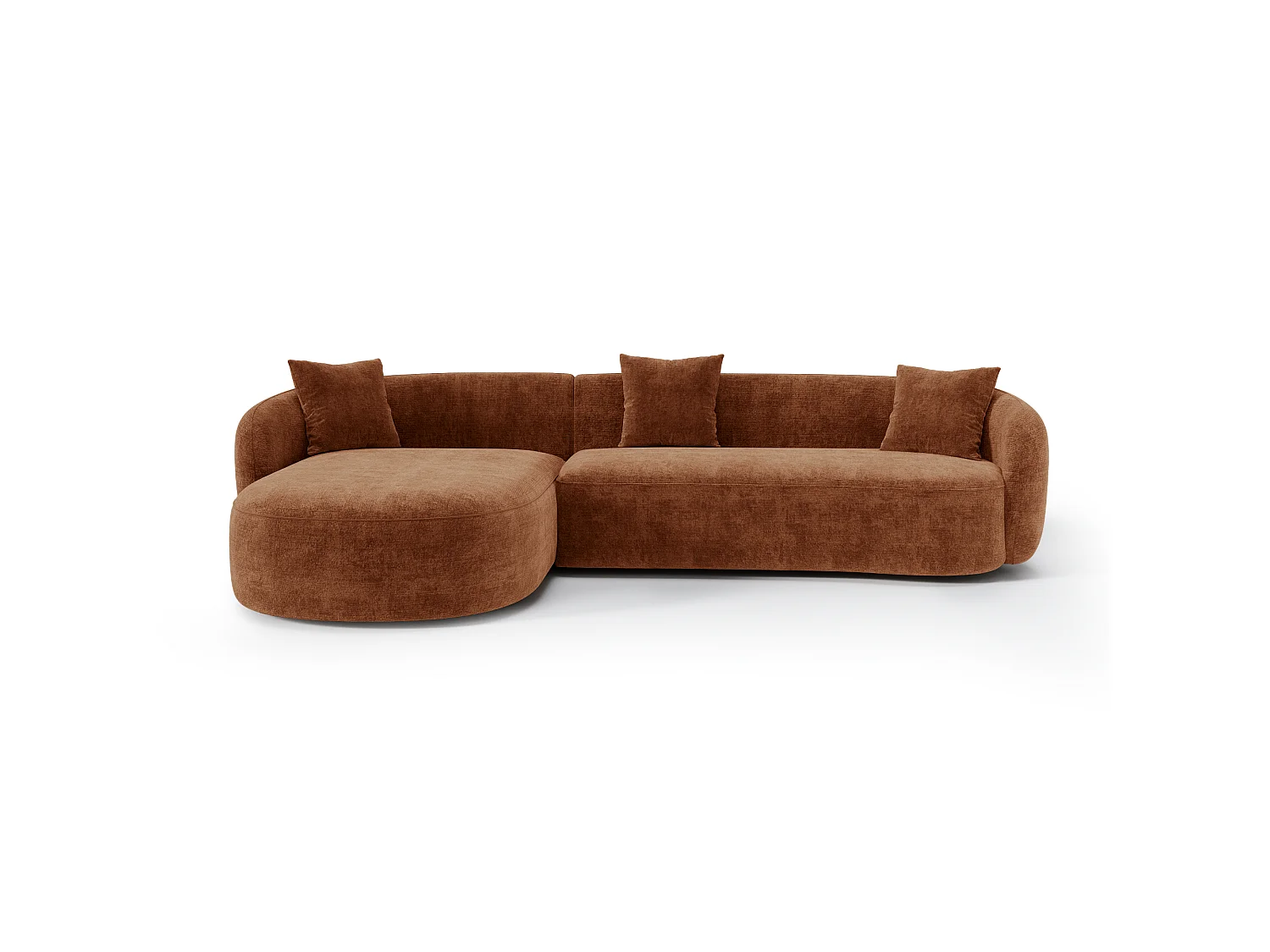 Canapé d'angle gauche CELINE 4 places en velours texturé terracotta