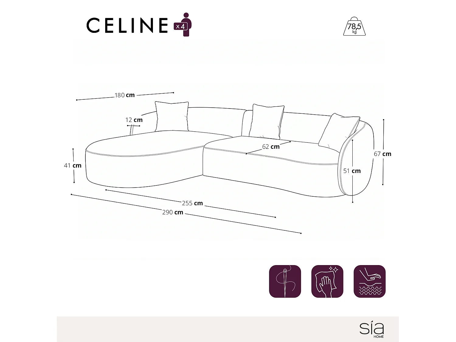 Canapé d'angle gauche CELINE 4 places en velours texturé terracotta