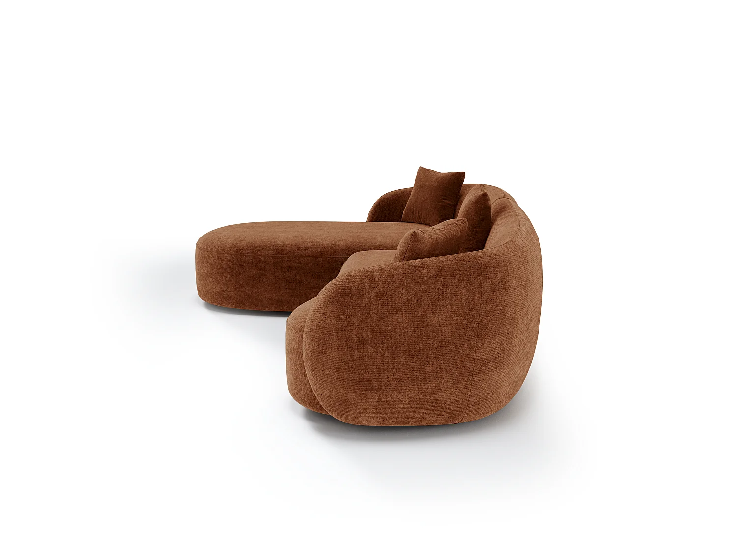 Canapé d'angle gauche CELINE 4 places en velours texturé terracotta