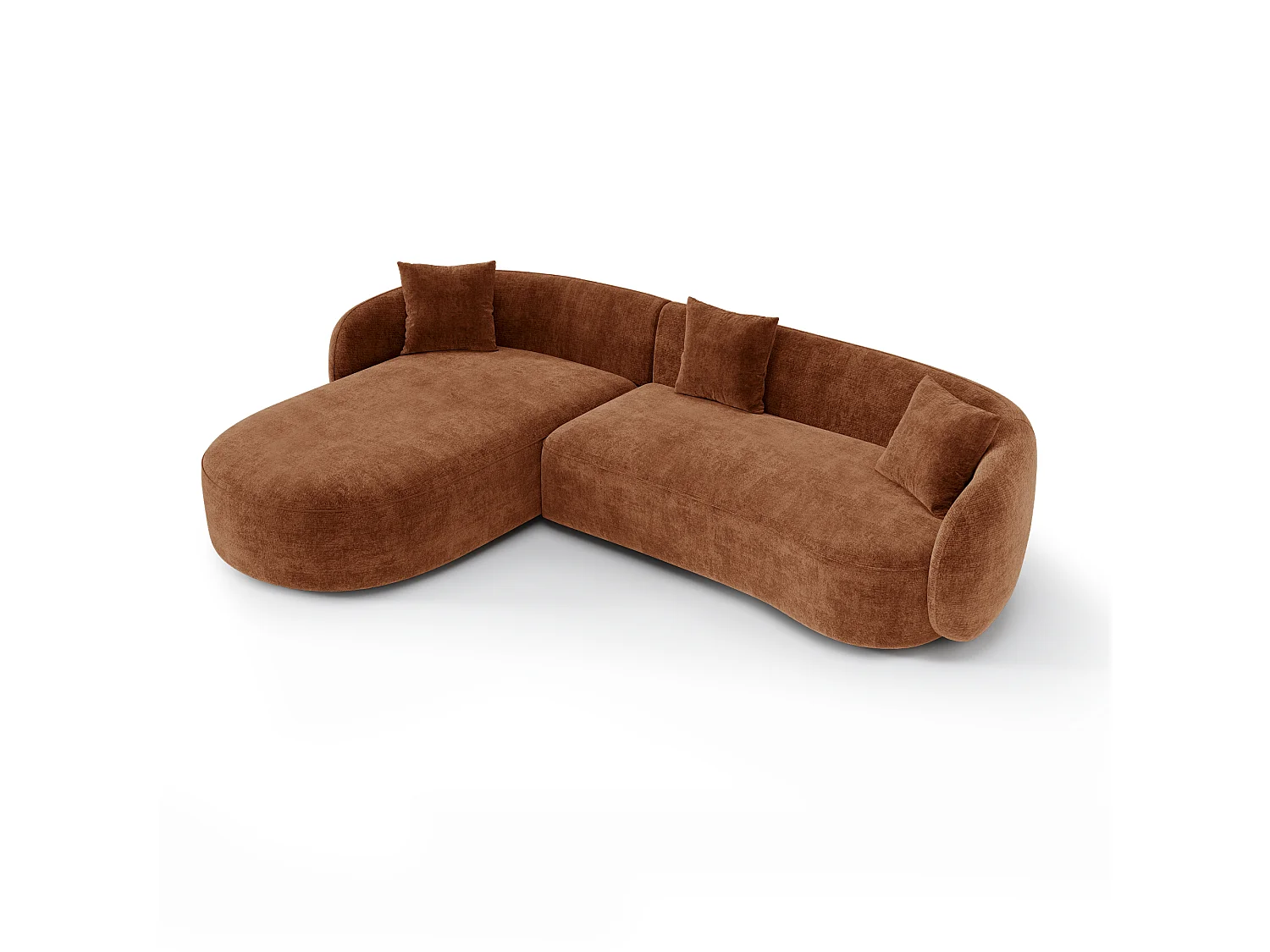 Canapé d'angle gauche CELINE 4 places en velours texturé terracotta