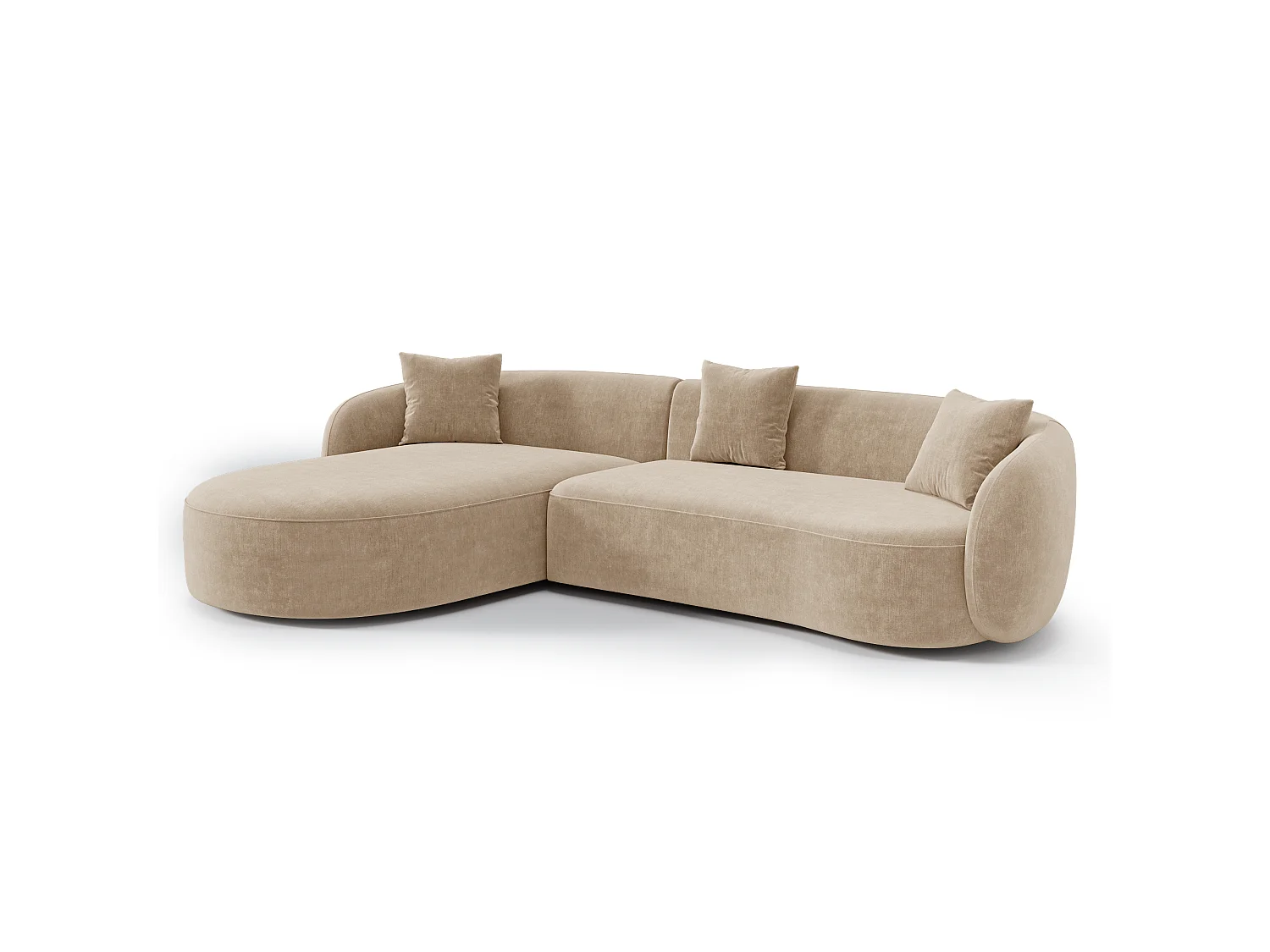 Canapé d'angle gauche CELINE 4 places en tissu tramé toucher doux taupe