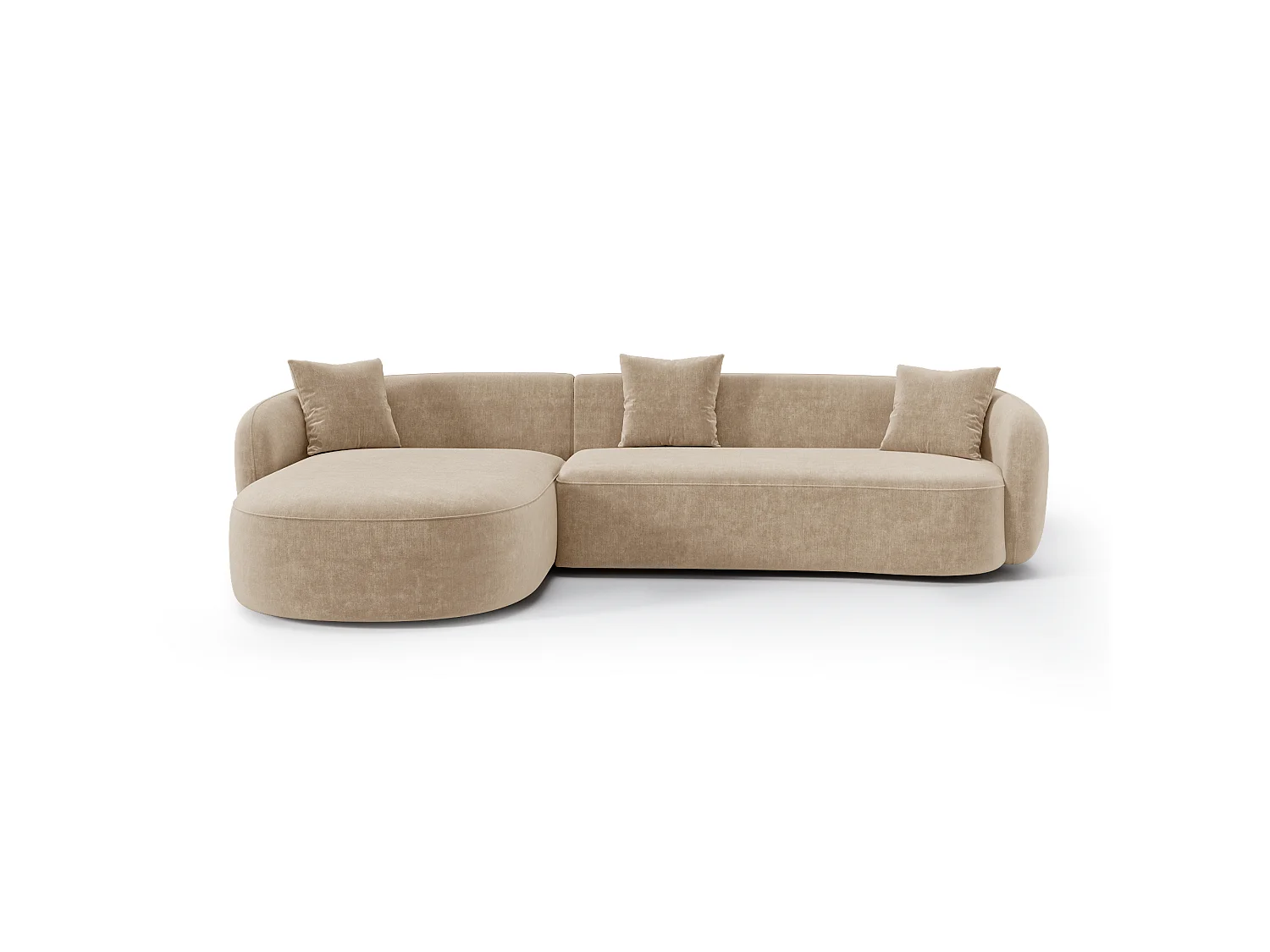 Canapé d'angle gauche CELINE 4 places en tissu tramé toucher doux taupe