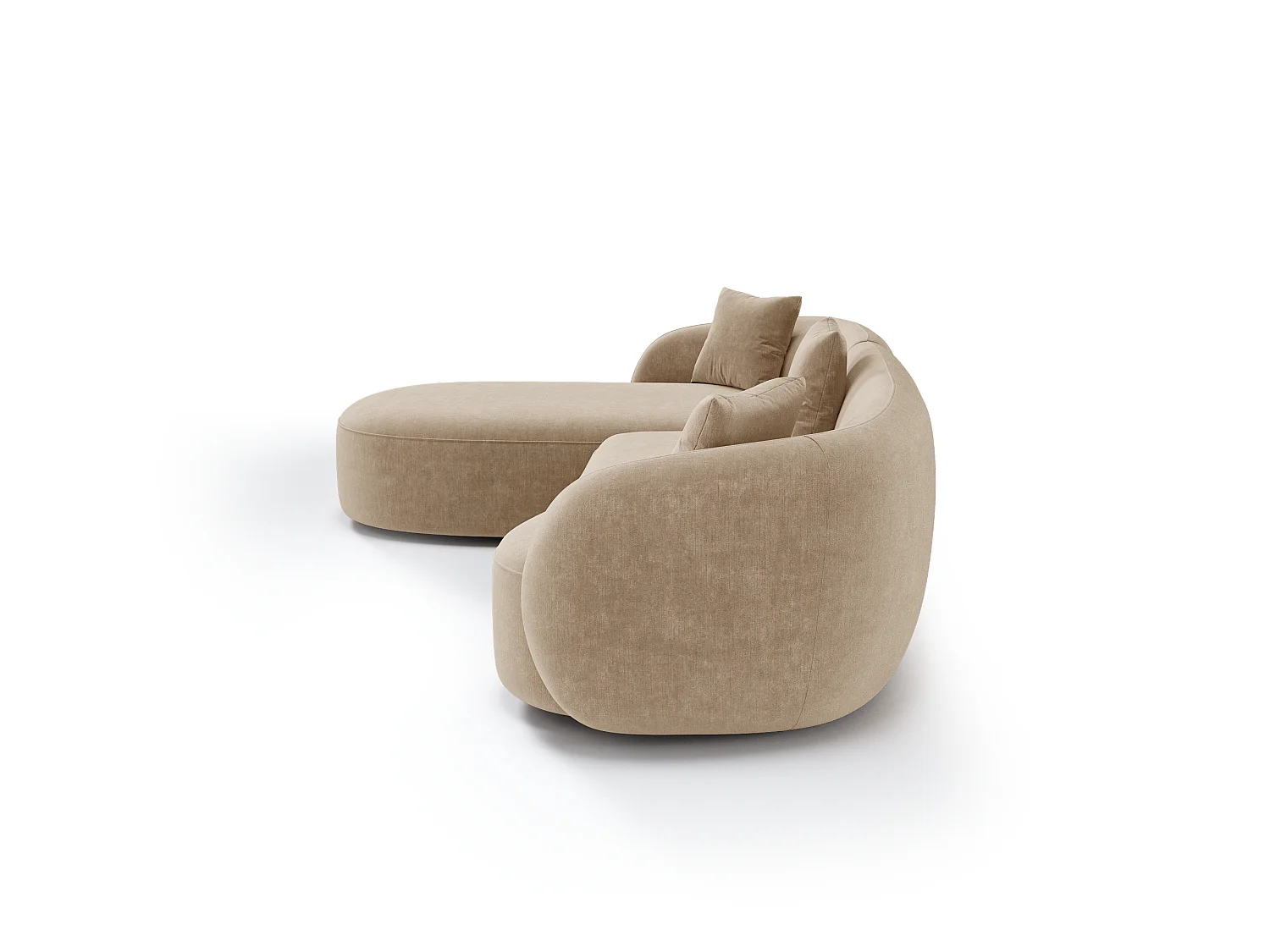 Canapé d'angle gauche CELINE 4 places en tissu tramé toucher doux taupe