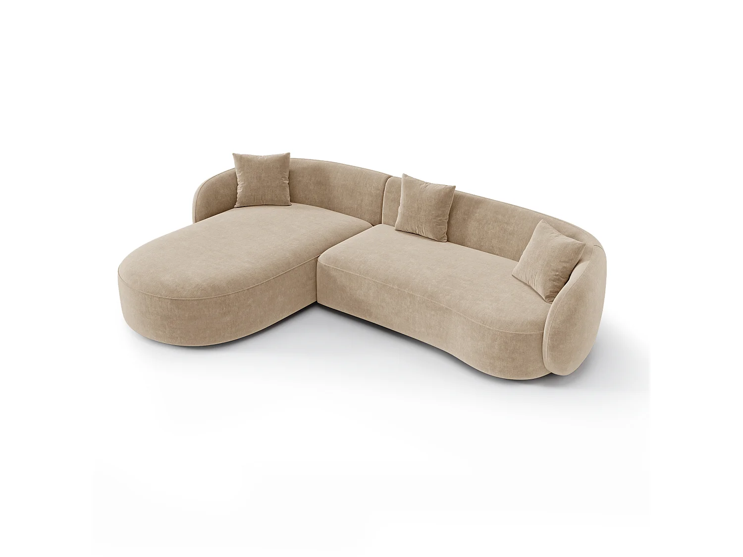 Canapé d'angle gauche CELINE 4 places en tissu tramé toucher doux taupe