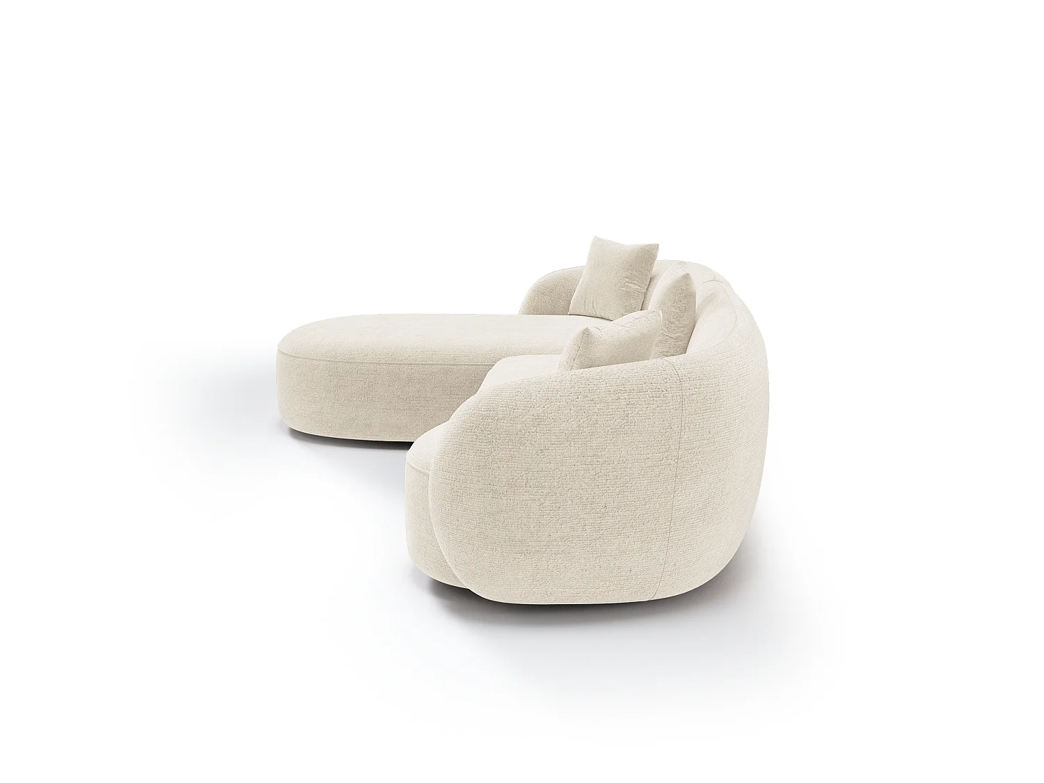 Canapé d'angle gauche CELINE 4 places en velours texturé crème