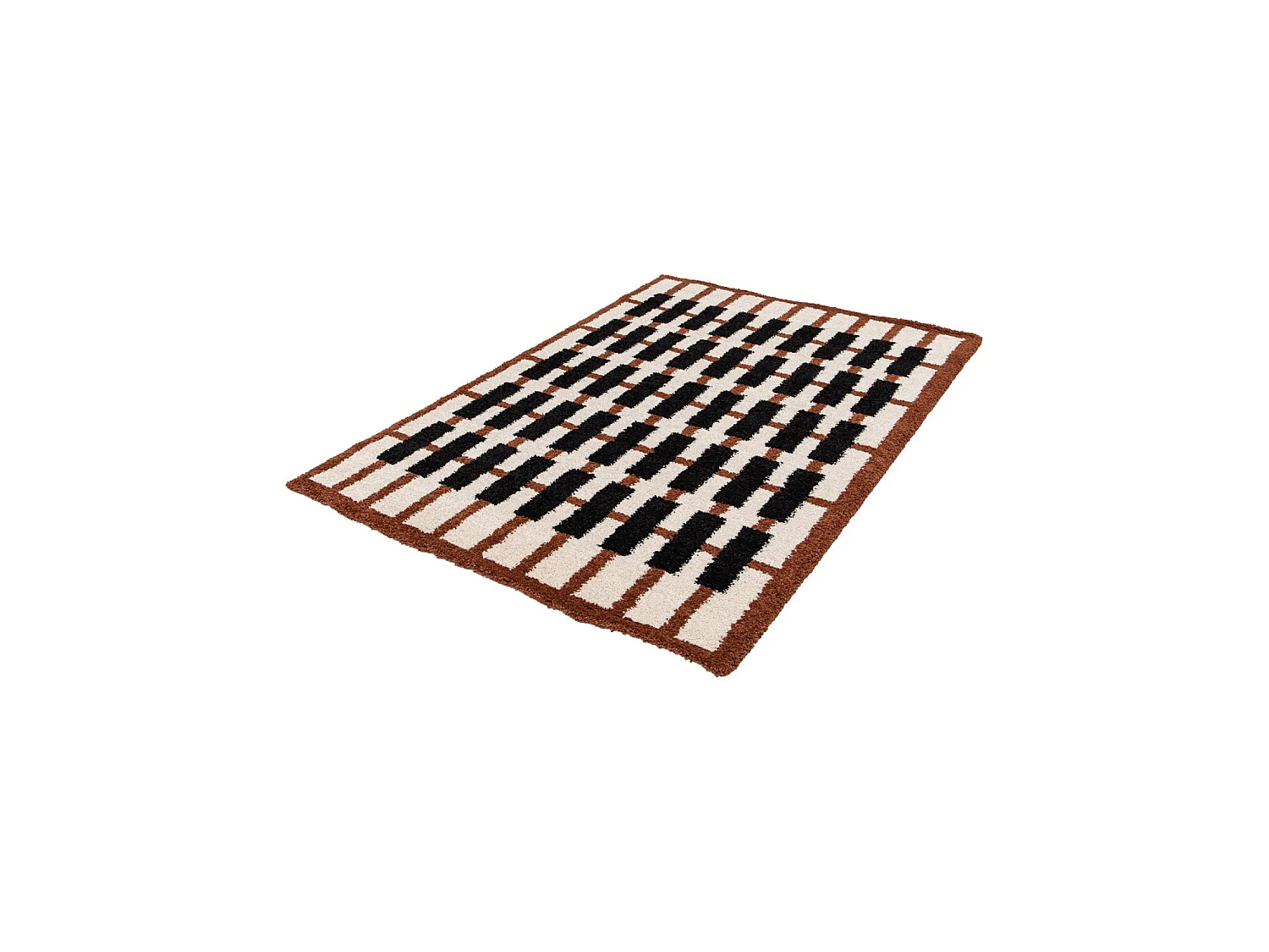 Tapis intérieur motif géométrique crème. terracotta et noir 120 x 170cm - Juno