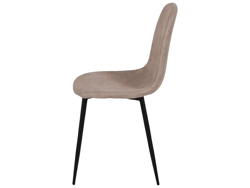 Chaise Mia en tissu PU taupe piétement métal noir