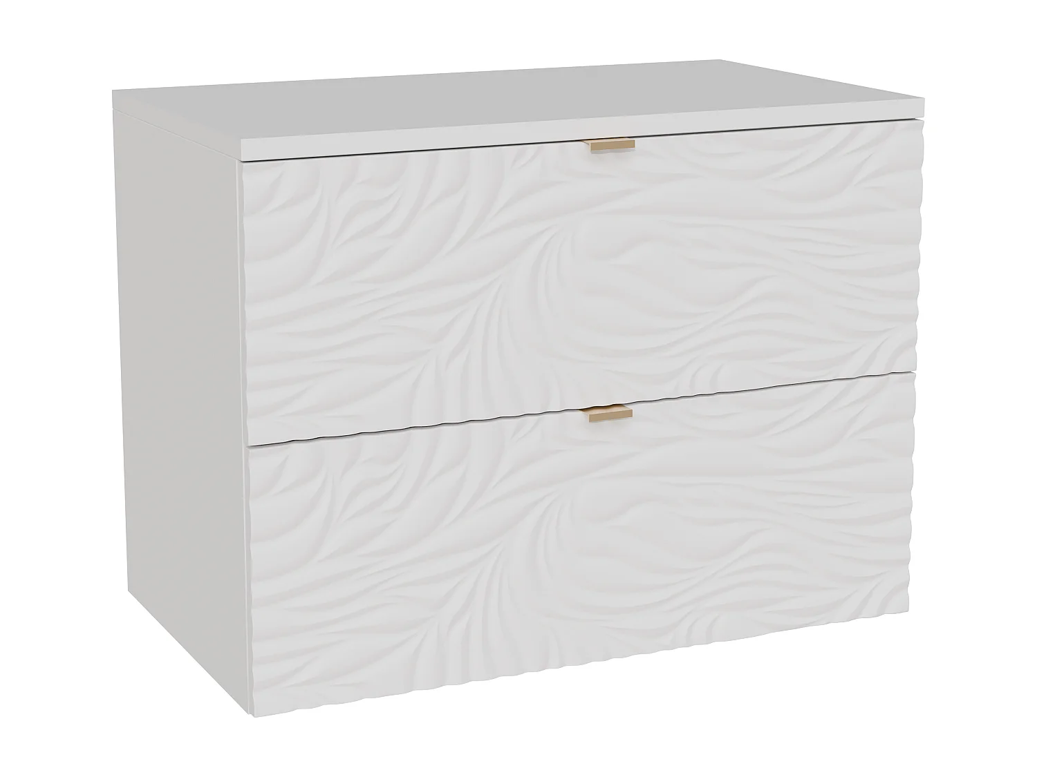 Meuble sous vasque suspendu texturé avec planche - Blanc - 80 cm - RINAREL