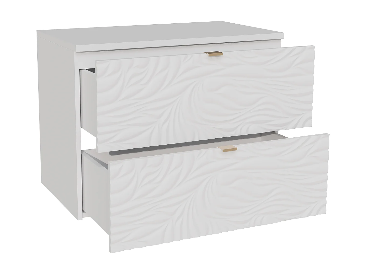 Meuble sous vasque suspendu texturé avec planche - Blanc - 80 cm - RINAREL