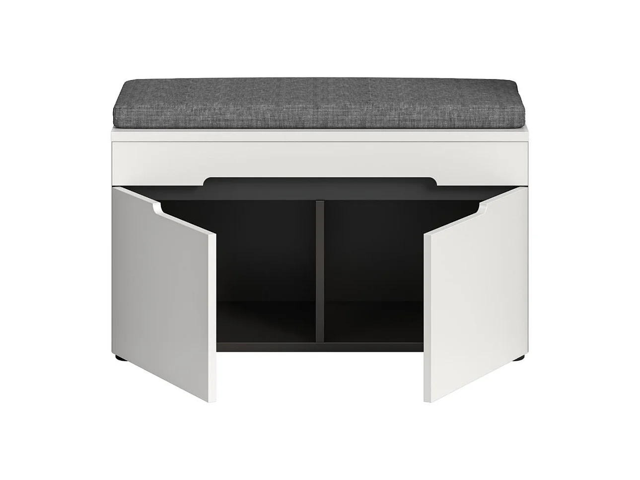 Canu banc avec rangement incl. coussin 2 portes blanches, grises.