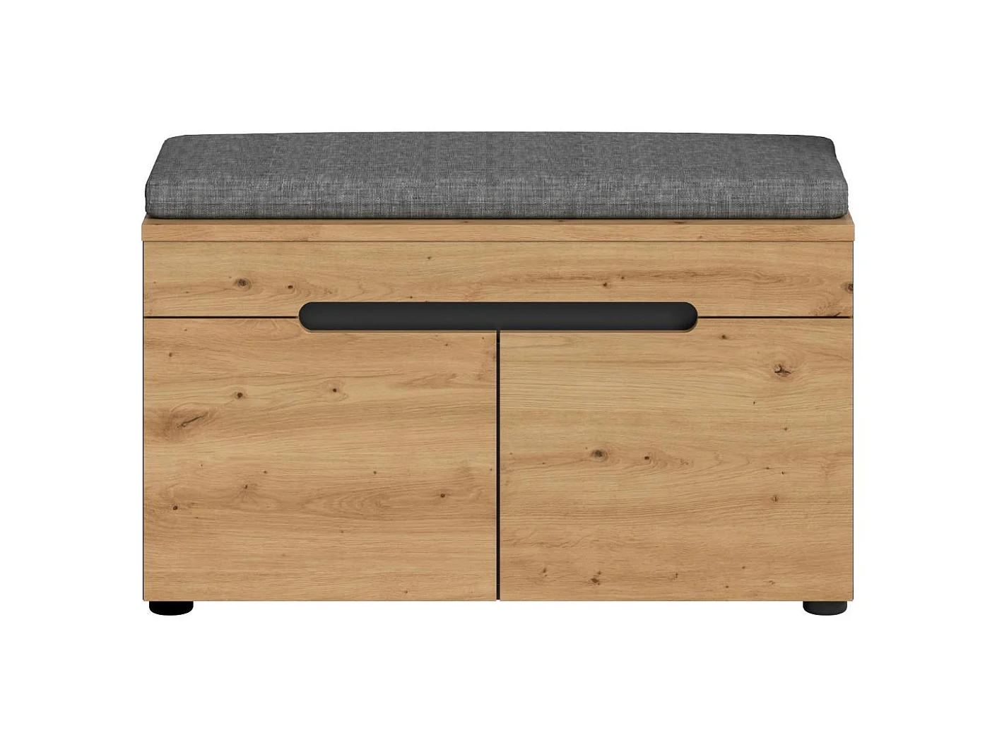 Canu bank met opberging inclusief kussen 2 deuren eiken decor, grijs.