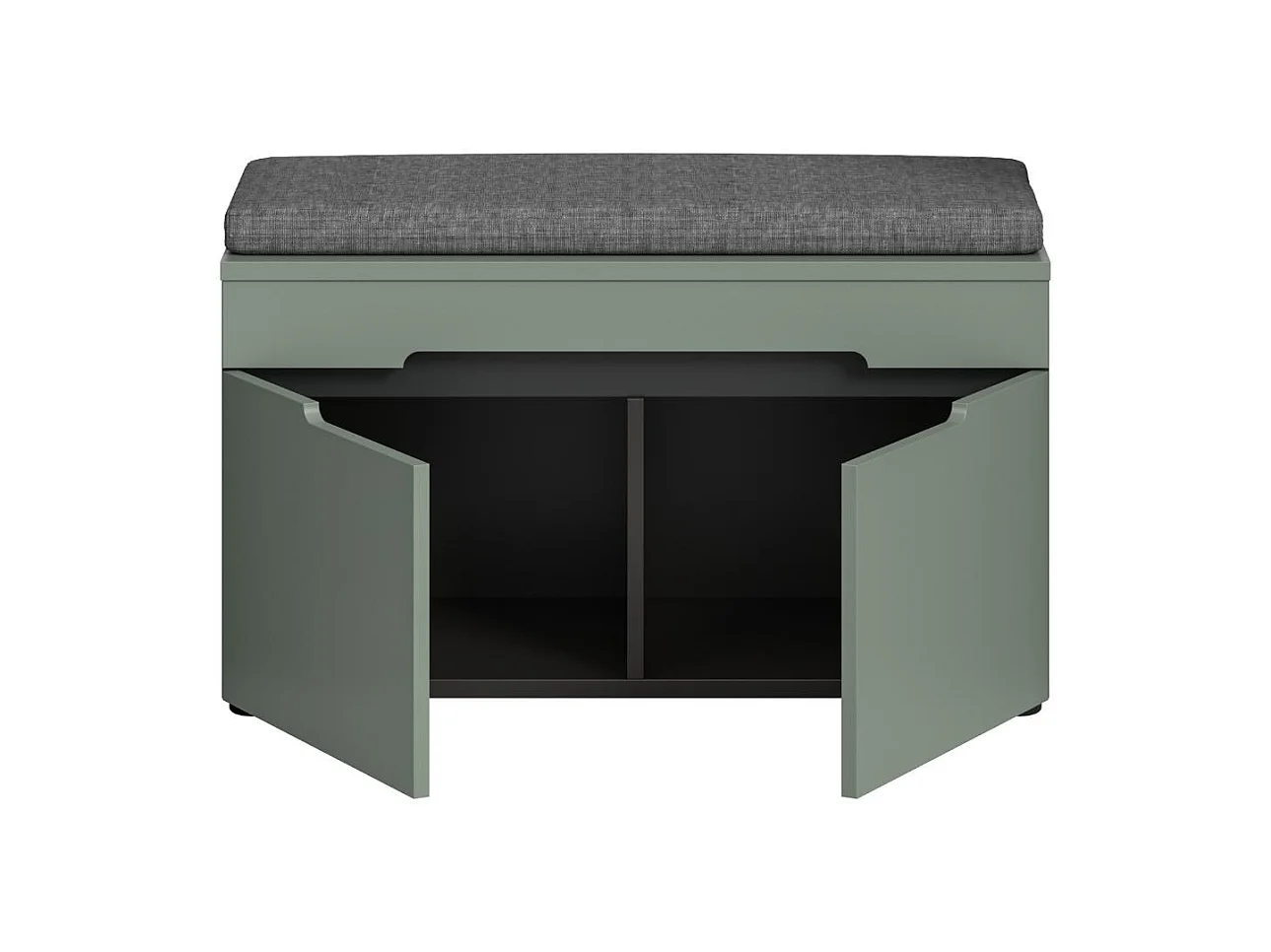 Canu bank met opberging inclusief kussen 2 deuren stofgroen, donkergrijs.