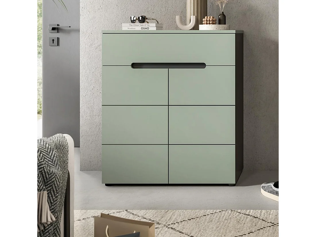 Canu Schuhschrank 2 Türen, 1 Schublade staubgrün, dunkelgrau.