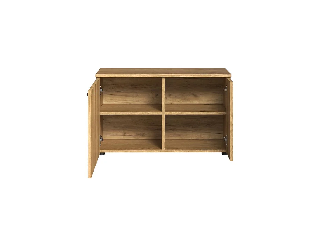 PureBliss banc avec rangement décor chêne.