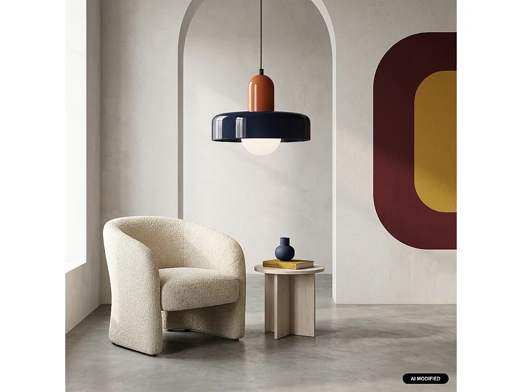 Lámpara colgante interior de vidrio y metal, Ø25cm, Azul oscuro