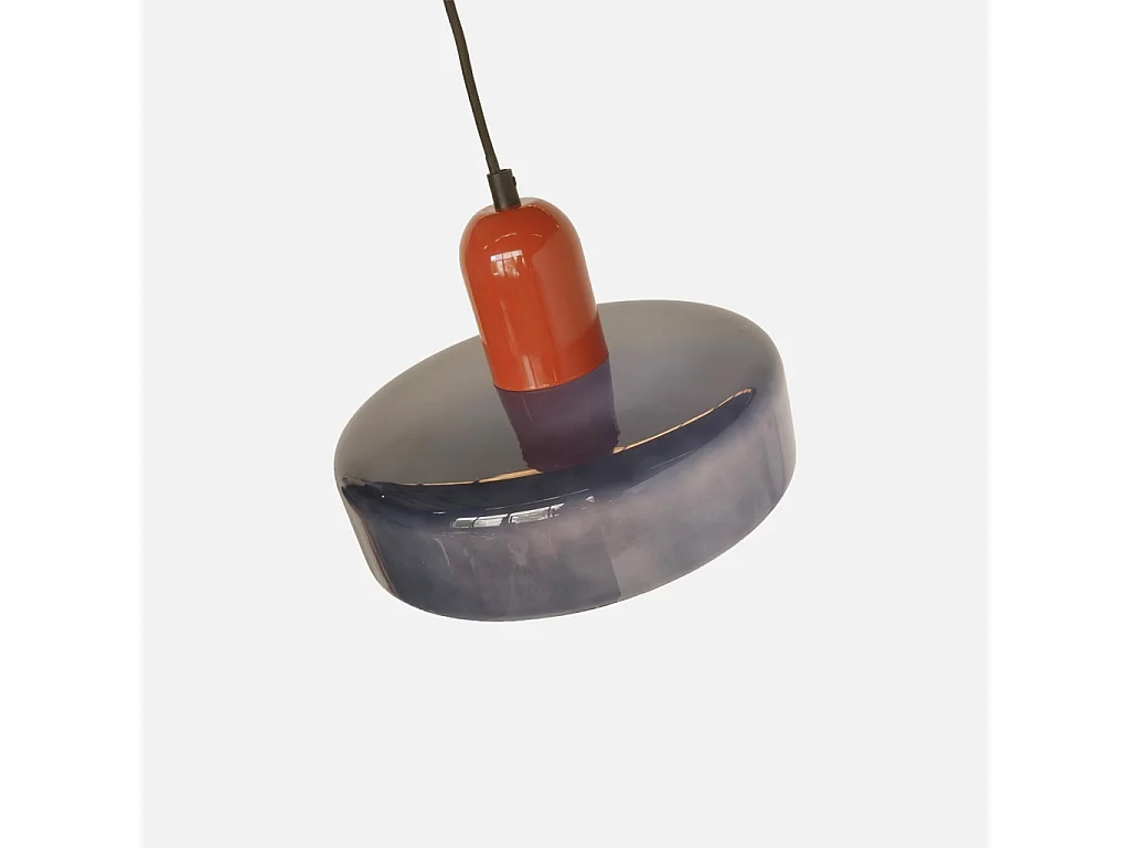 Lámpara colgante interior de vidrio y metal, Ø25cm, Azul oscuro