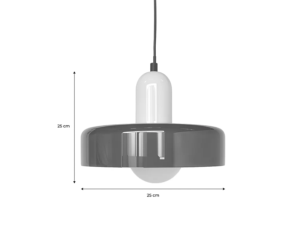 Lámpara colgante interior de vidrio y metal, Ø25cm, Azul oscuro