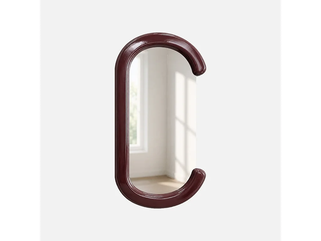 Miroir ovale décor bois 91cm bordeaux - Link