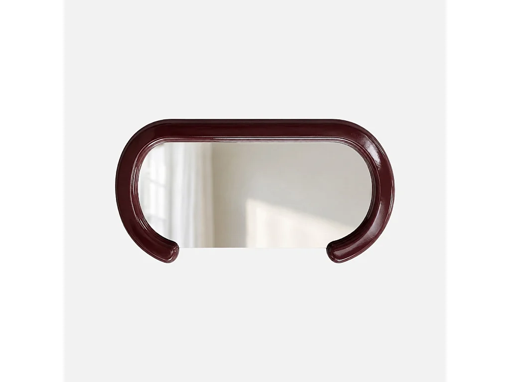 Miroir ovale décor bois 91cm bordeaux - Link