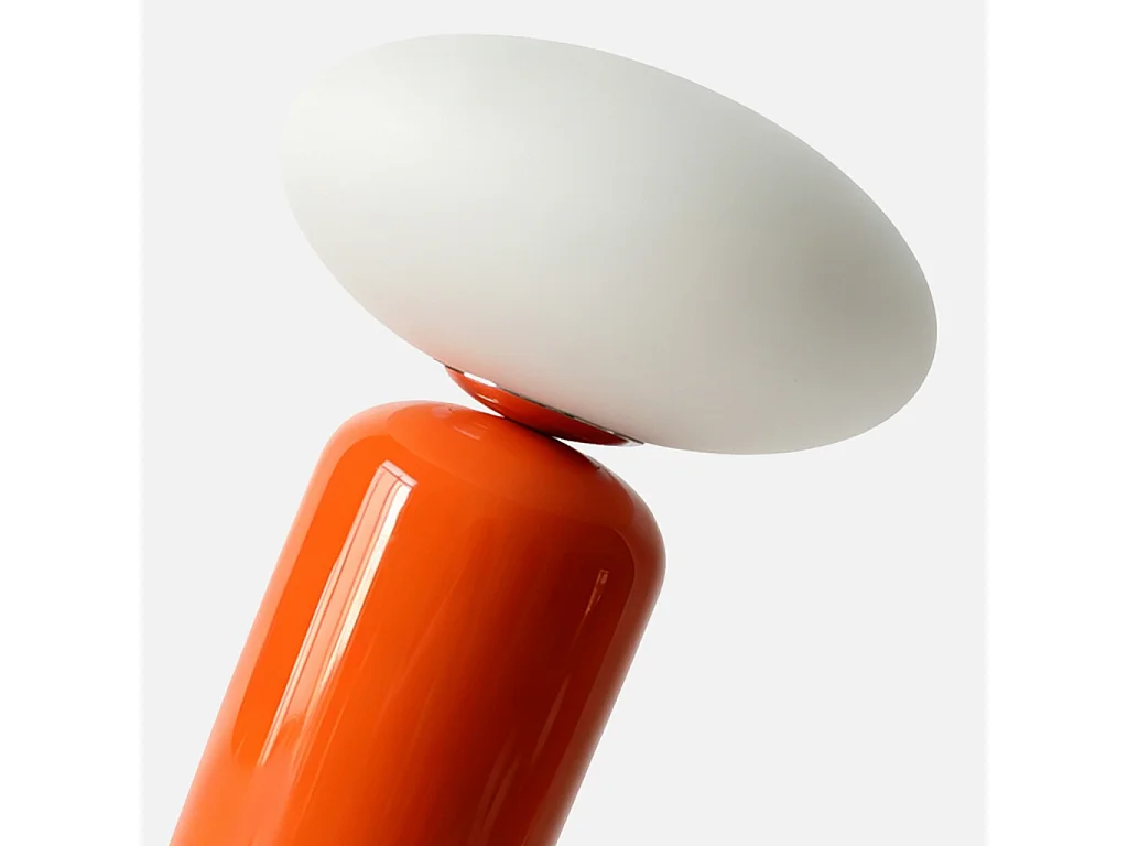 Lámpara de mesa interior de cerámica y vidrio, Ø25cm, Naranja