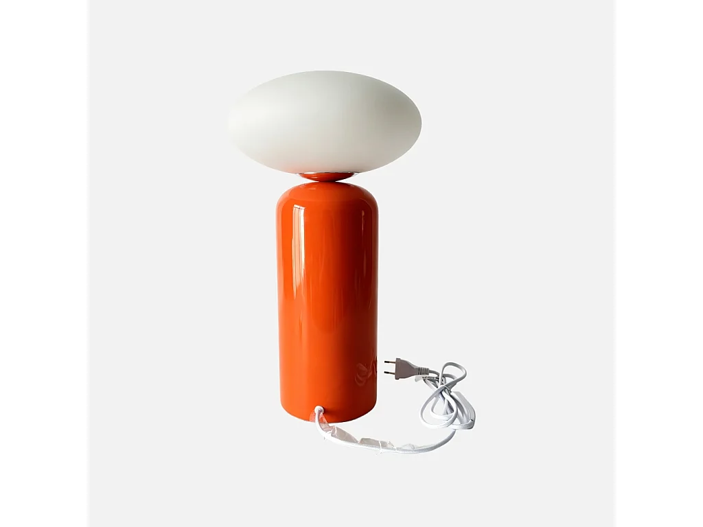 Lámpara de mesa interior de cerámica y vidrio, Ø25cm, Naranja