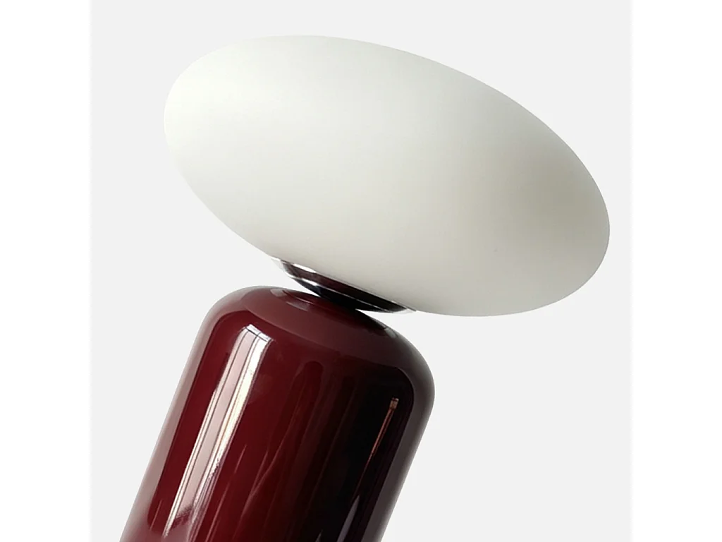 Lampada da tavolo da interno in ceramica e vetro Ø25cm, Tili, Bordeaux, 25x25x43.5 cm