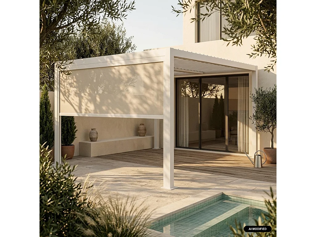 Tenda laterale avvolgibile alluminio e textilene per pergola, 3m, Palace tenda laterale avvolgibile