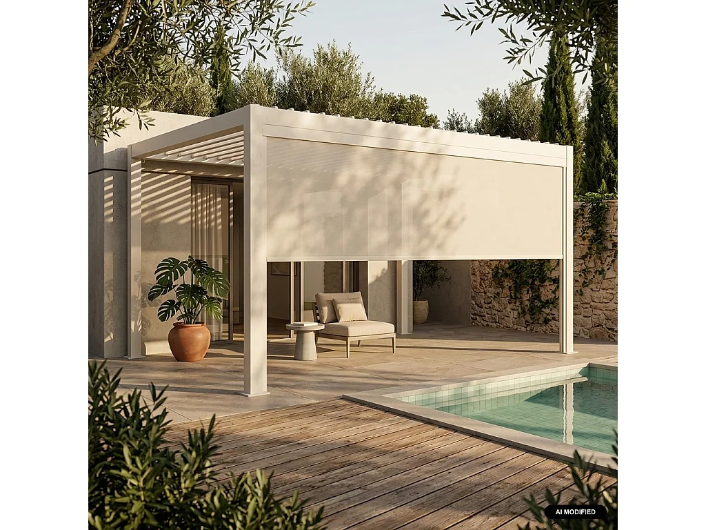 Tenda laterale avvolgibile alluminio e textilene per pergola, 4m, Palace tenda laterale avvolgibile