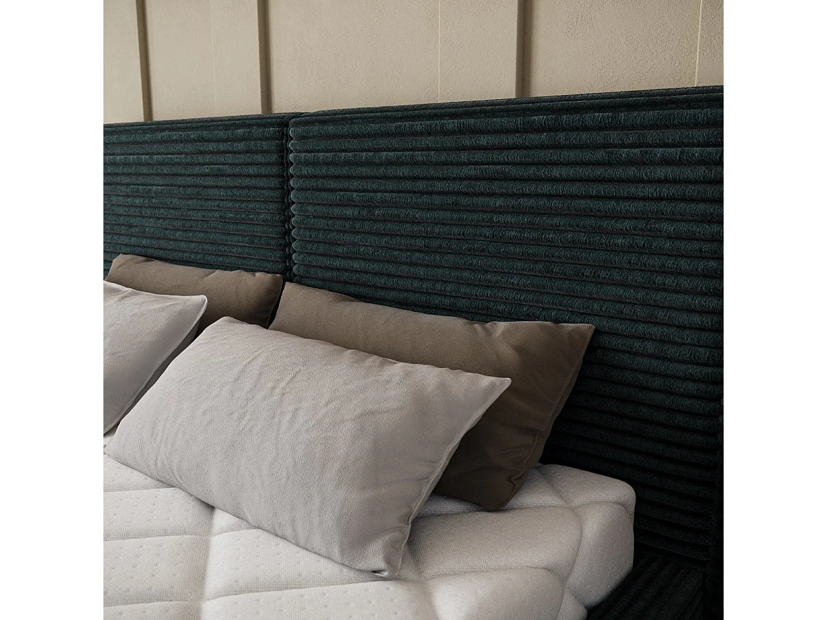 Lit coffre 140x200 sommier inclus Nox Velours côtelé Vert foncé