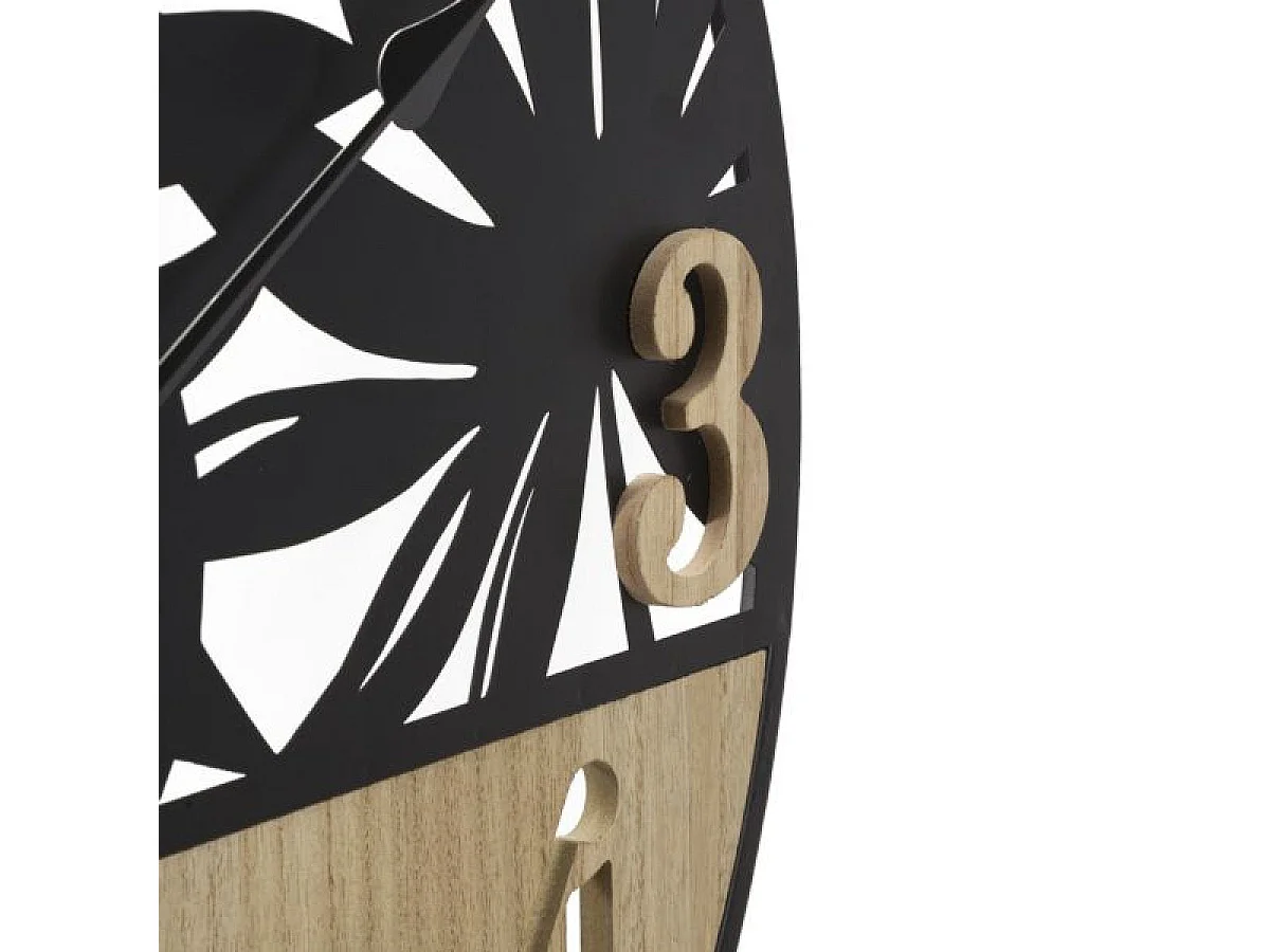Horloge murale 60 cm Ignace Noir et Bois