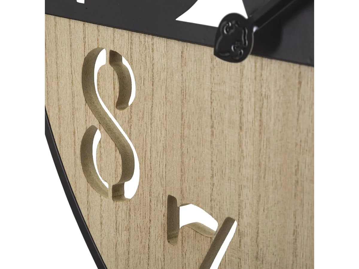 Horloge murale 60 cm Ignace Noir et Bois