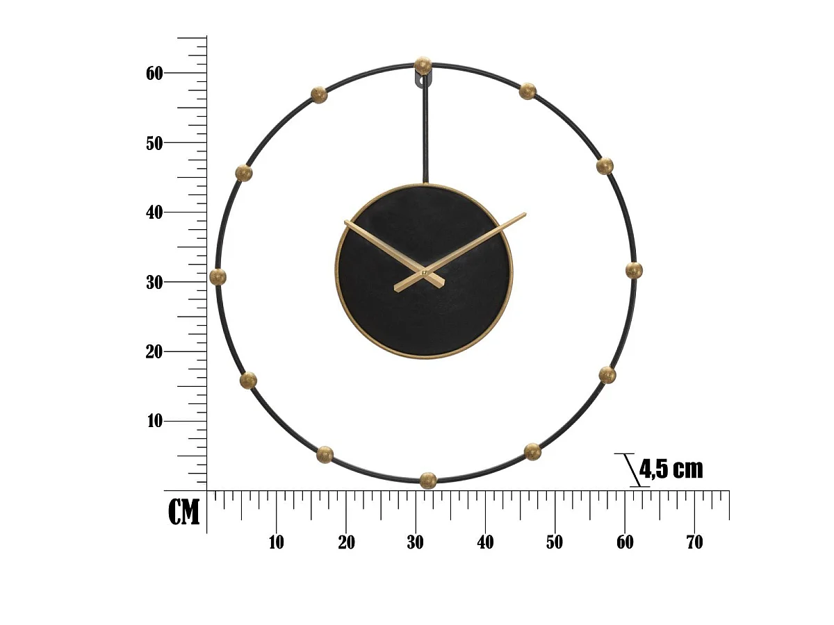 Horloge murale 61 cm Cesare Noir et Doré