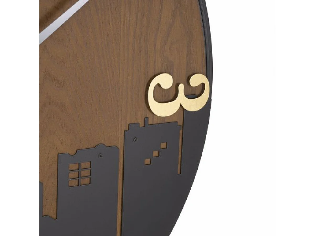 Horloge murale 60 cm City Noir et Bois