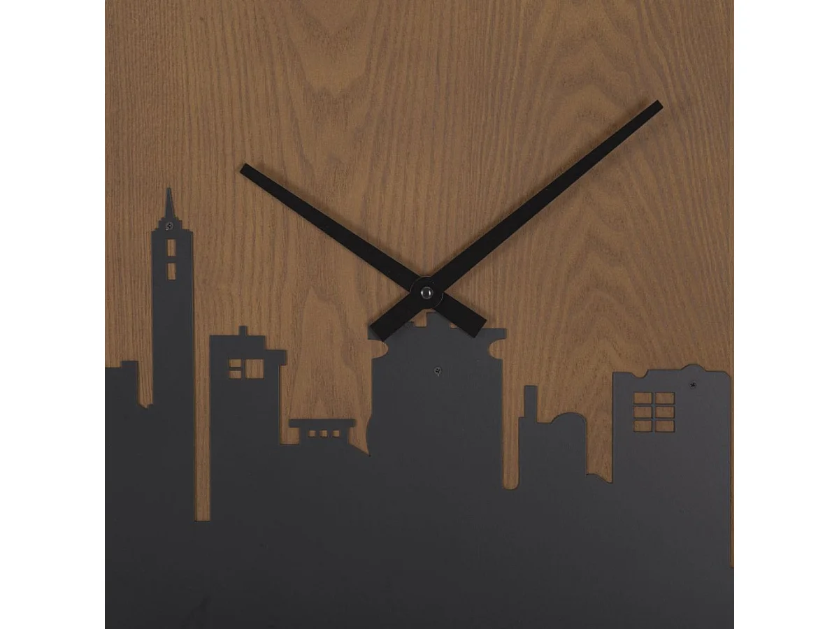 Horloge murale 60 cm City Noir et Bois