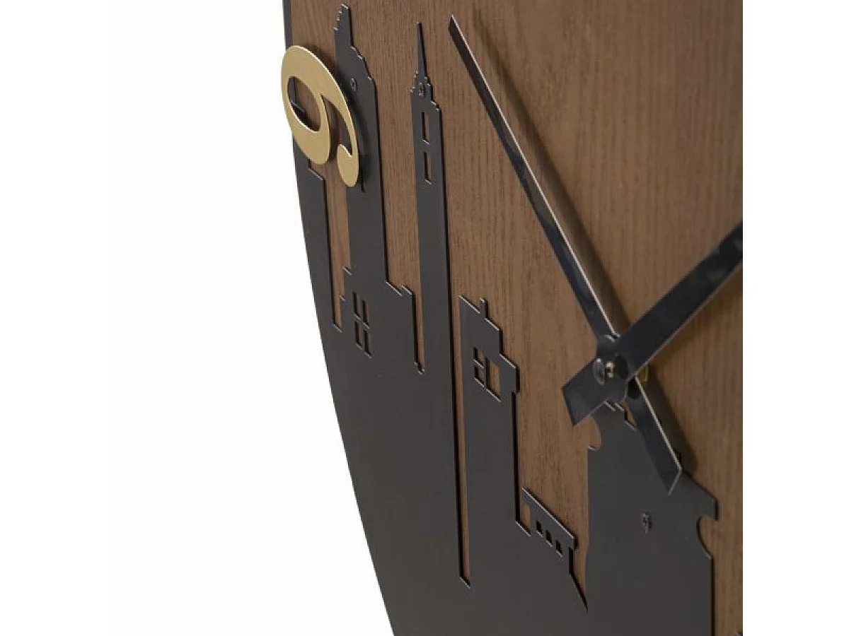 Horloge murale 60 cm City Noir et Bois