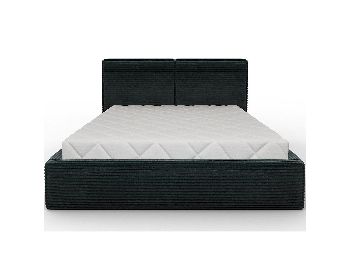 Lit coffre 160x200 sommier inclus Nox Velours côtelé Vert foncé