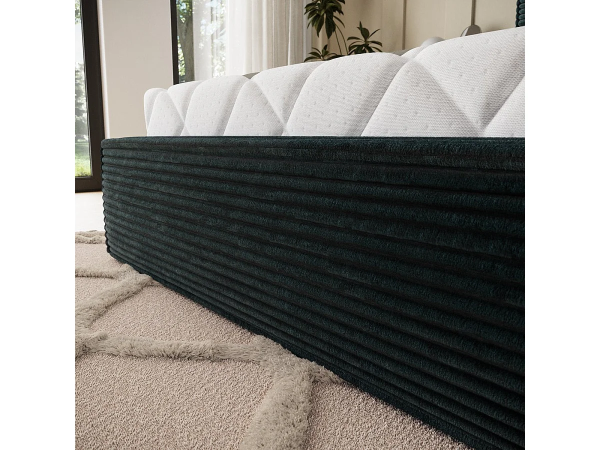 Lit coffre 160x200 sommier inclus Nox Velours côtelé Vert foncé