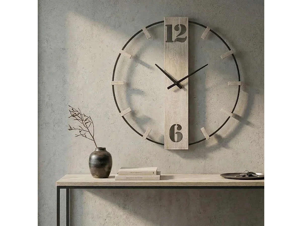 Horloge murale 61 cm Silver Noir et Argenté