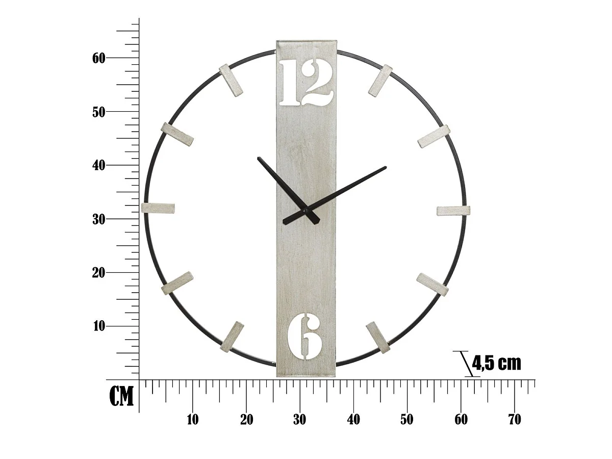 Horloge murale 61 cm Silver Noir et Argenté