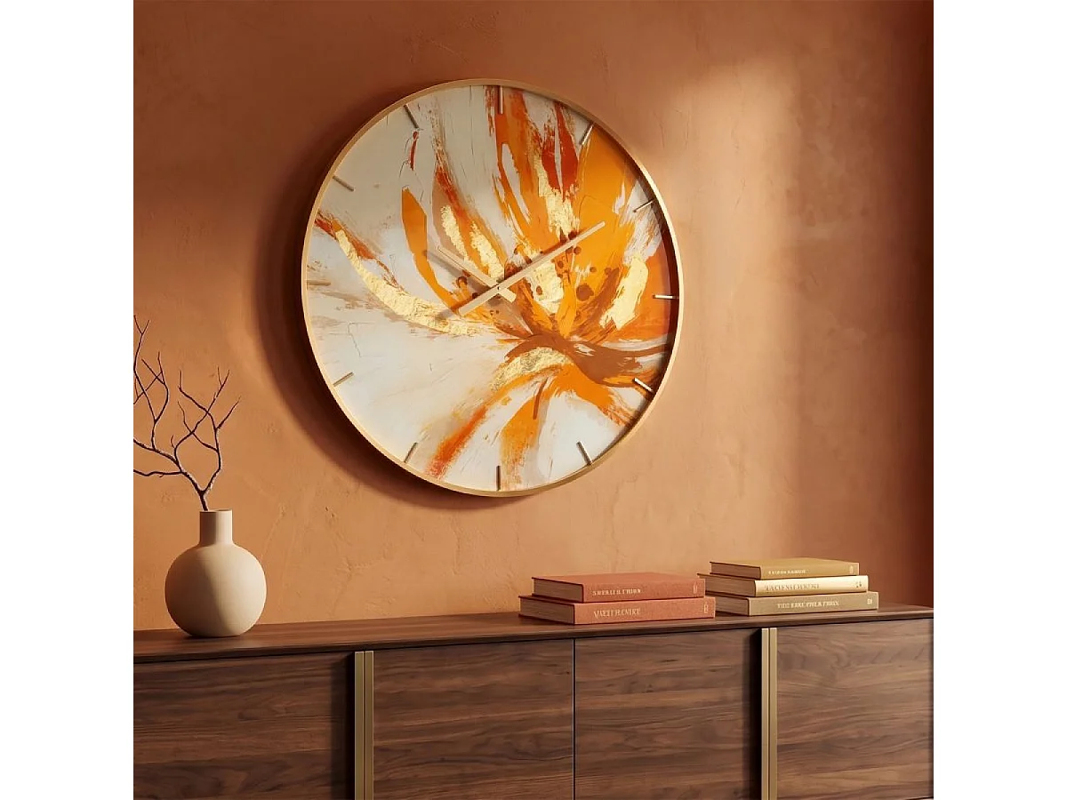 Horloge murale 60 cm Millie Orange et Blanc