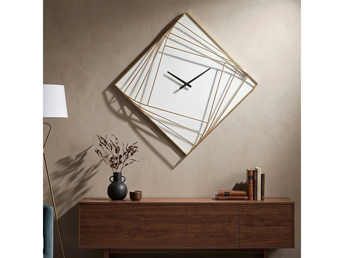 Horloge murale 85 cm Callisto Doré et Blanc