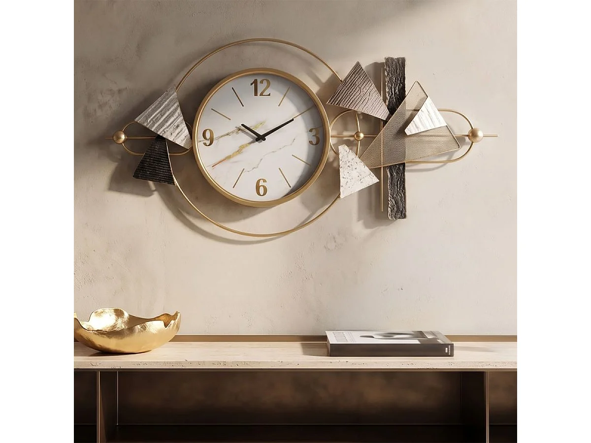 Horloge murale 120 cm Amy Blanc et Doré