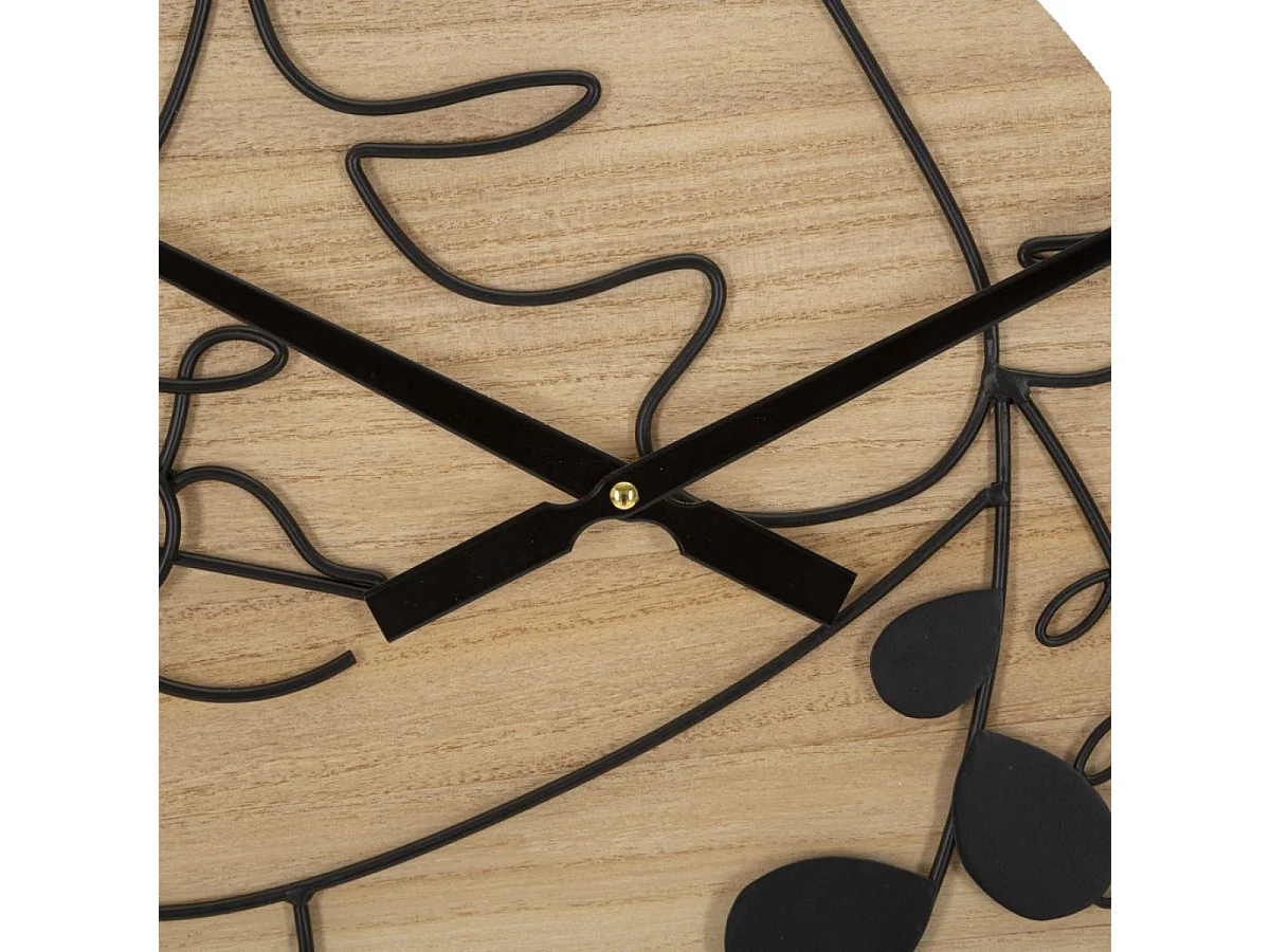 Horloge murale 60 cm visage de face Pomona Bois et Noir