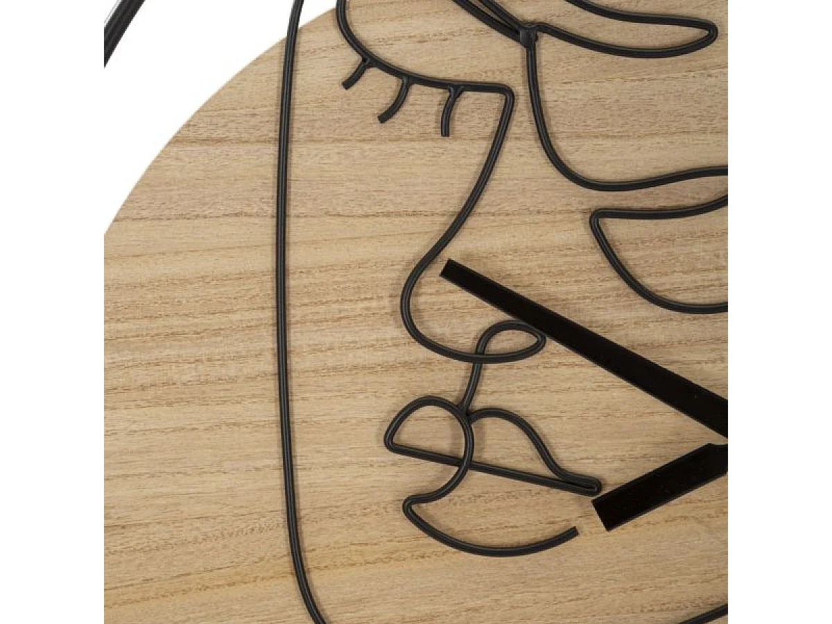 Horloge murale 60 cm visage de face Pomona Bois et Noir