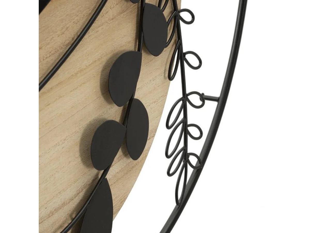 Horloge murale 60 cm visage de face Pomona Bois et Noir