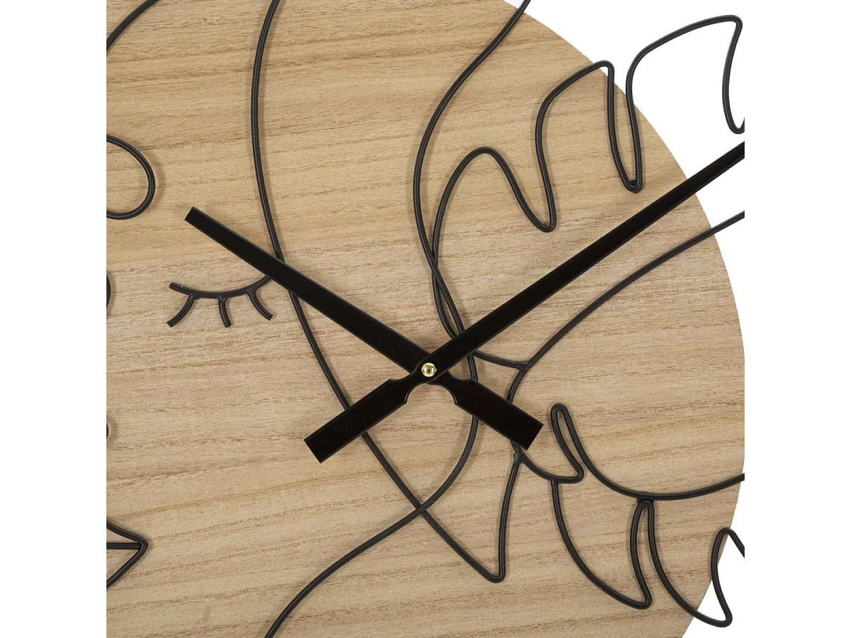 Horloge murale 60 cm visage de profil Ponoma Bois et Noir