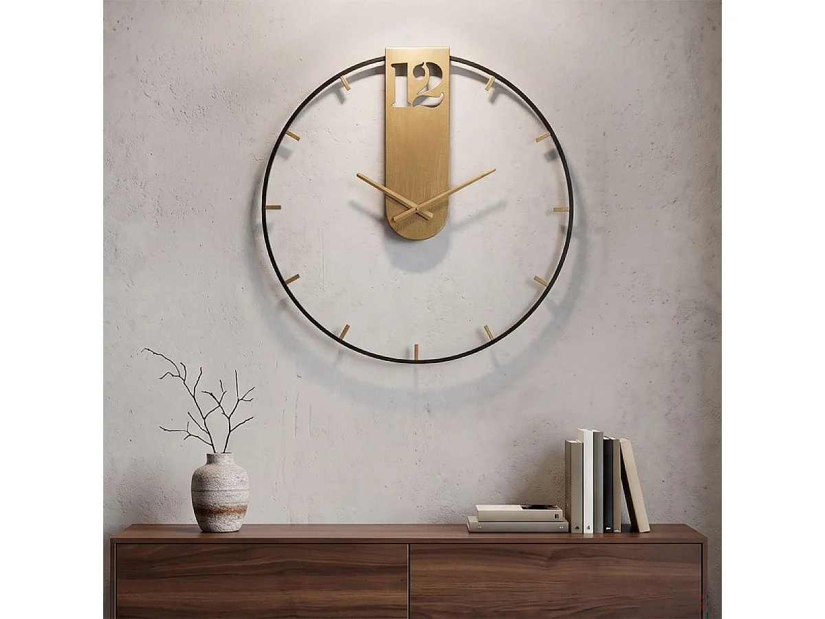 Horloge murale 60 cm Ottavio Doré et Noir