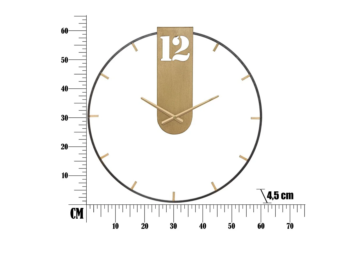 Horloge murale 60 cm Ottavio Doré et Noir