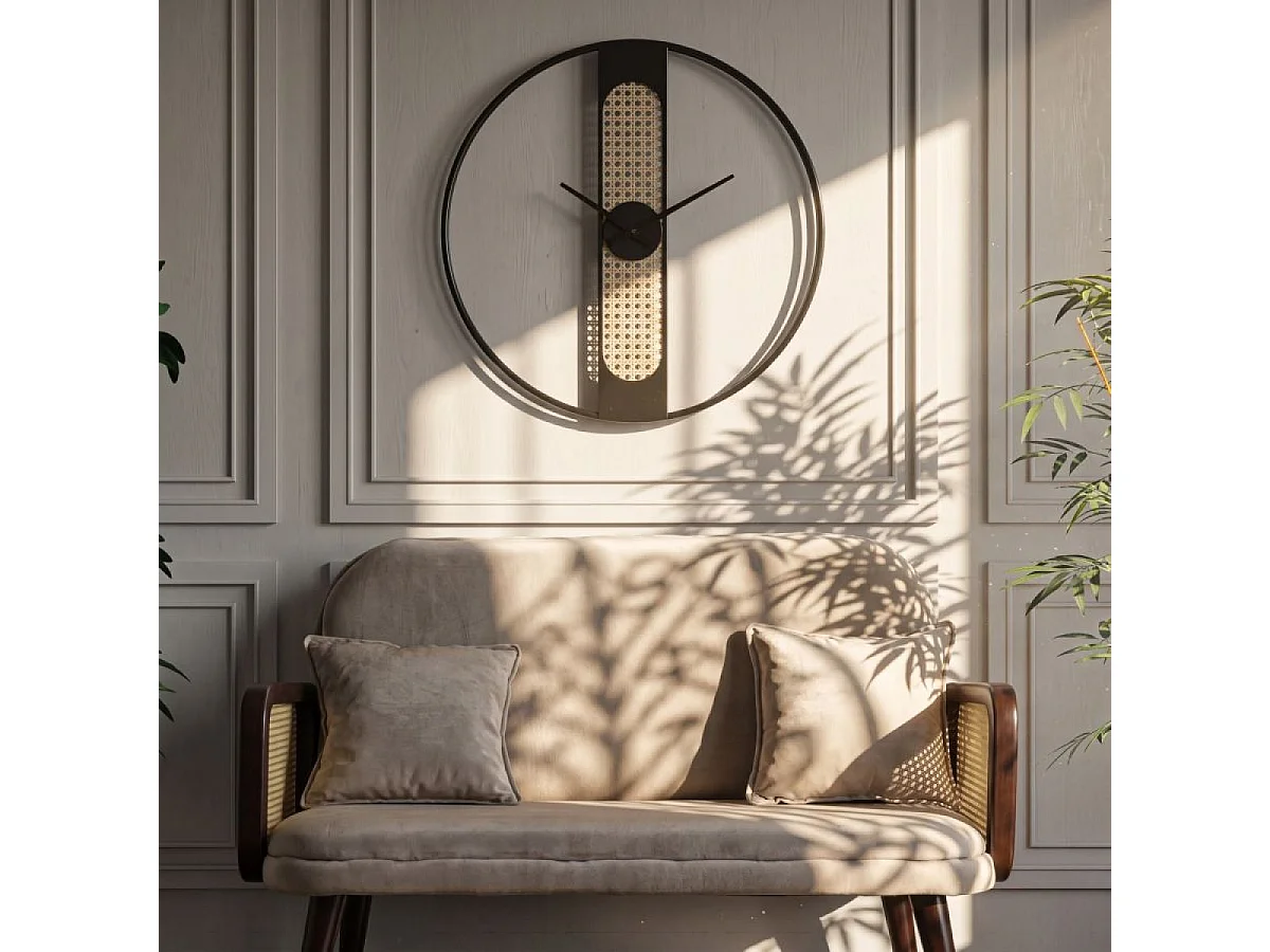 Horloge murale 60 cm Barnaby Noir et Bois