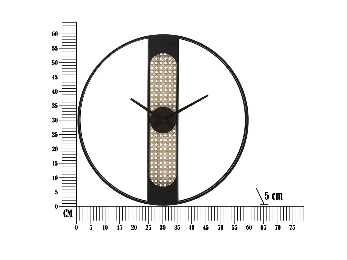 Horloge murale 60 cm Barnaby Noir et Bois